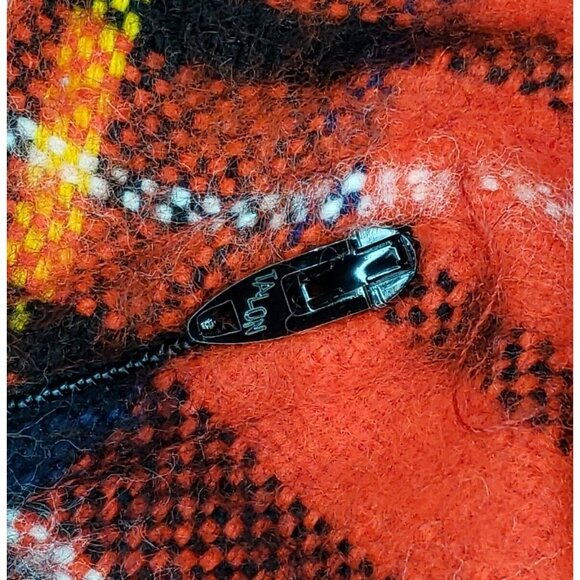 Vintage Fringe Poncho Red Tartan Plaid Wearable Stadium Blanket Washable 70s USA - Picture 9 of 9